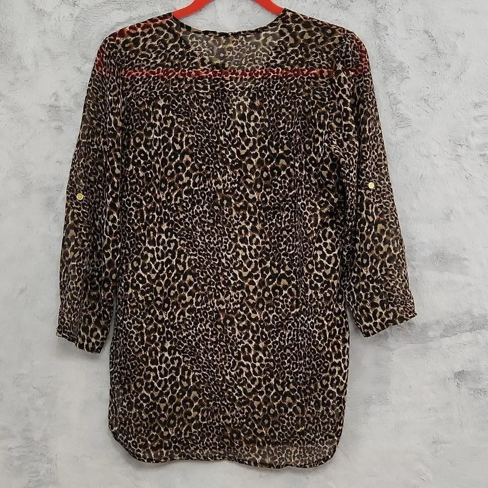 Wishful Park animal print sheer blouse size M - Picture 4 of 10